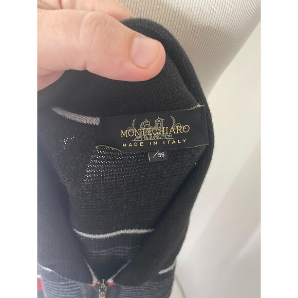 Montechiaro Men’s Sweater Red White Grey and Black Striped 1/4 Zip Size XXL - Picture 6 of 9